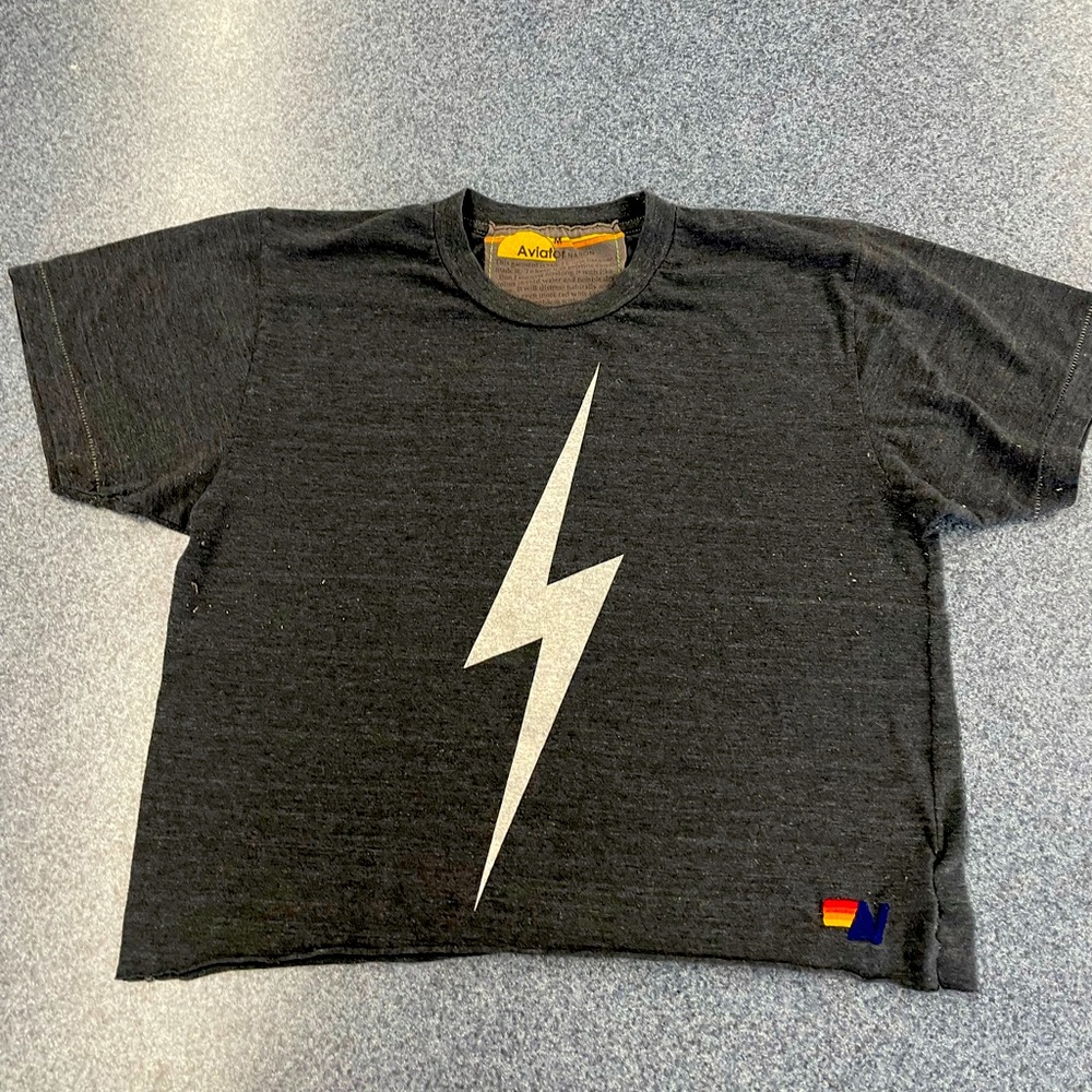 Aviator nation bolt cropped boyfriend tee M